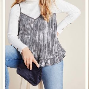 Anthropologie silver sequin ruffle  tank!